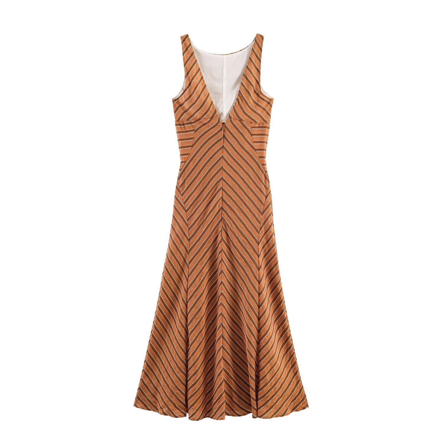 Women's Backless Tie V-Neck Midi Dress