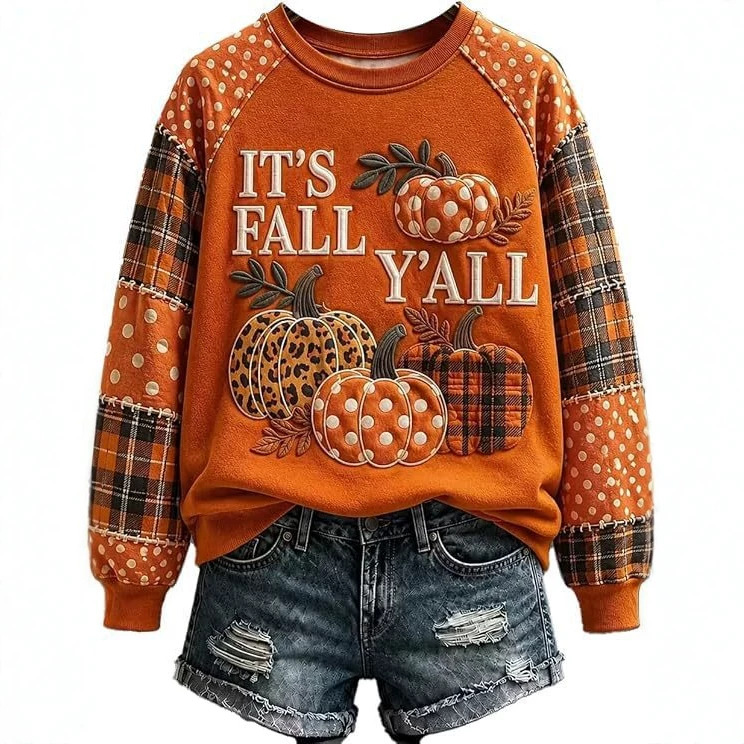 Evil Pumpkin Smiley Face Print Crewneck Long Sleeve Pullover Sweatshirt