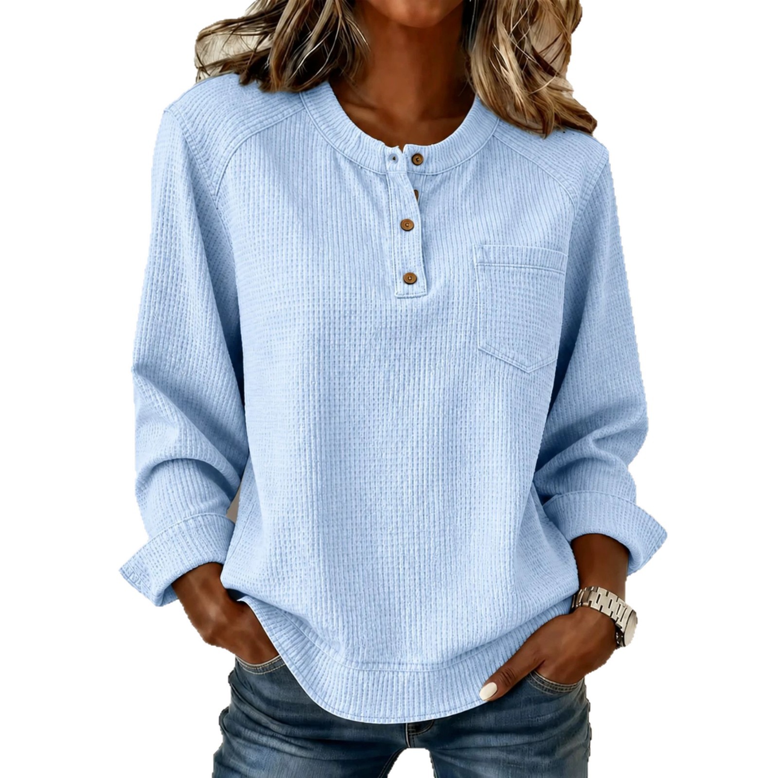 Women's Vintage Leopard Print Raglan Button Sweatshirt