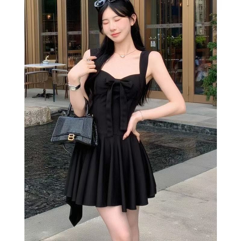 Women's Puff Sleeve A-Line Dress Square Neck Cinched Waist Short Party Dress