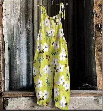Sweet Floral Print Wide-Leg Sleeveless Jumpsuit