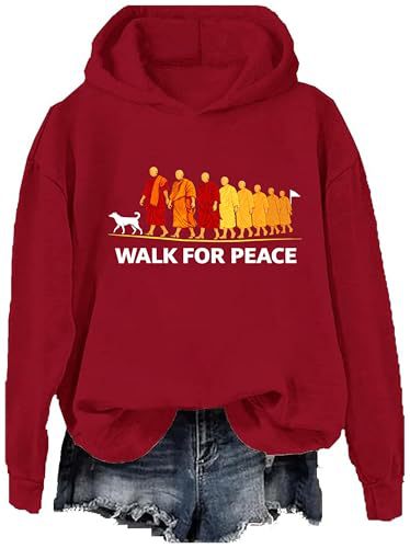 Women's Peace & Light Monk Print Casual Hoodie