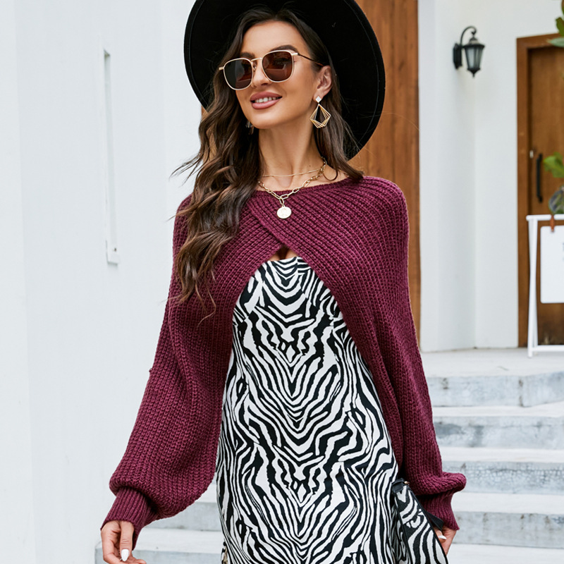 Loose High-Waist Cropped Knit Shrug