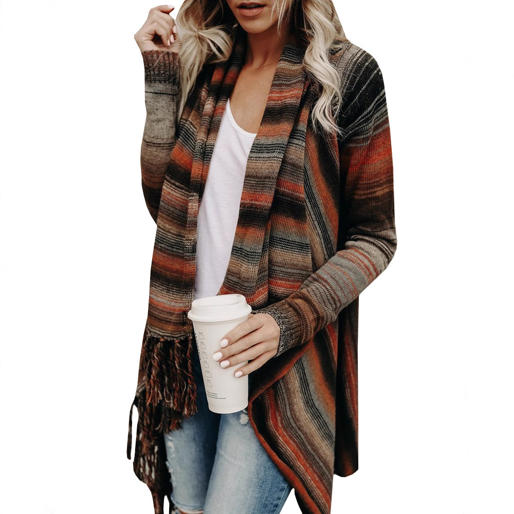 Hip-Hop Streetwear Scarf-Neck Loose Knit Sweater for Women
