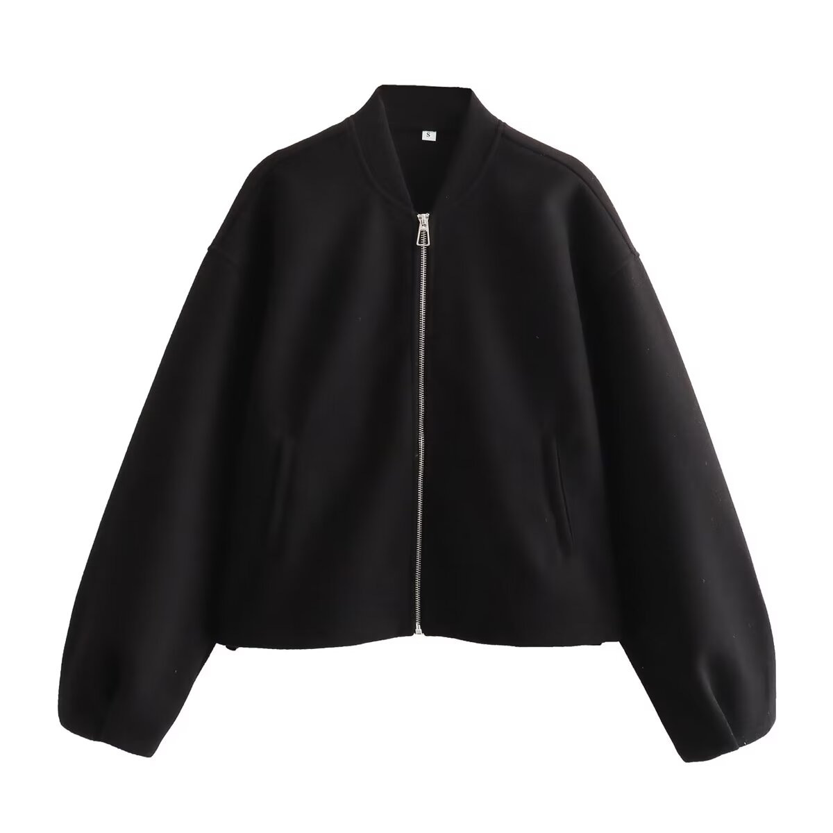 Soft Snap Button Crewneck Casual Jacket
