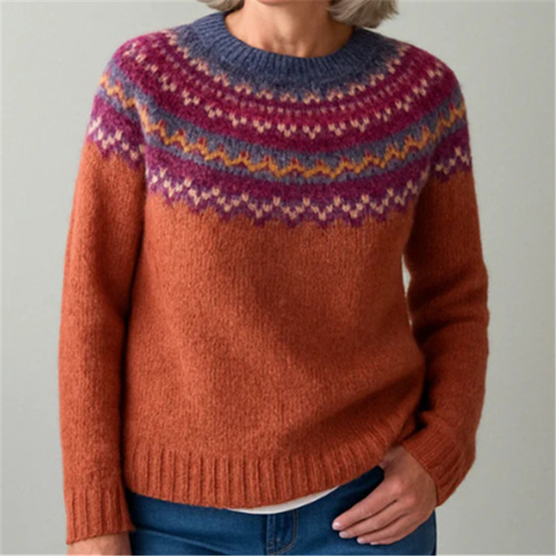Women's Colorblock Crewneck Pullover Knit Sweater