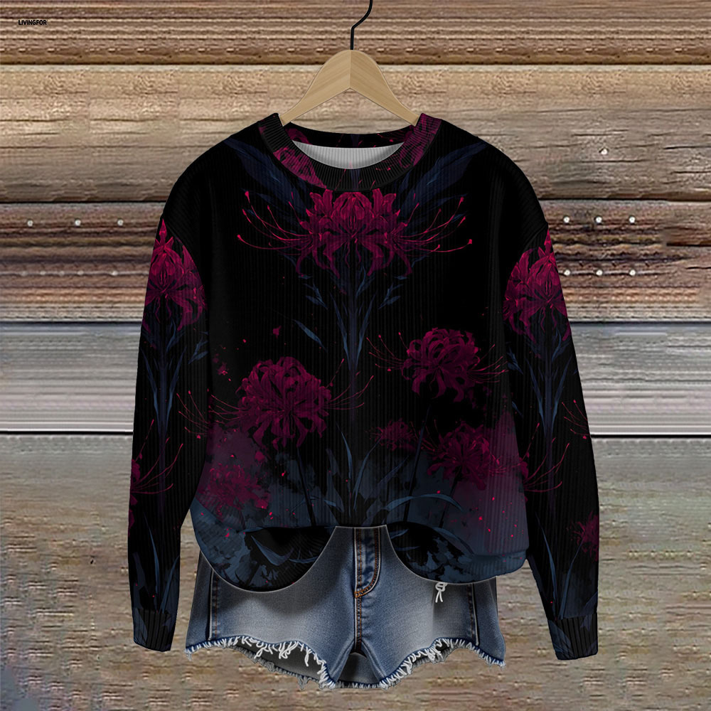 Women's Leaf Snowflake Forest Tree Print Crewneck Sweatshirt