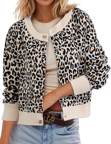 Women's Polka Dot Print Button Cardigan Sweater