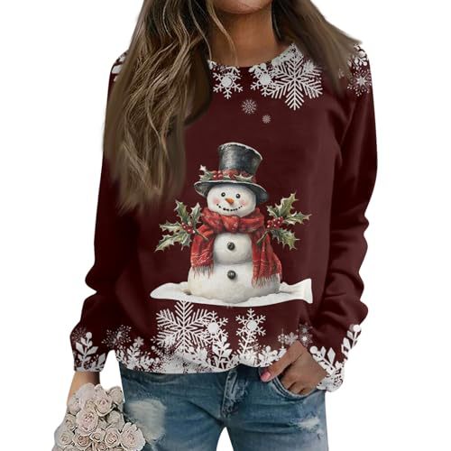 Women's Christmas Snowman Reindeer Print Sweatshirt