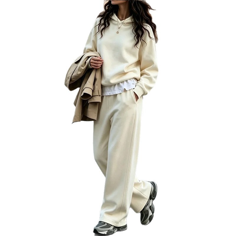 Women's Casual Two-Piece Sweatshirt and Wide-Leg Pants Set