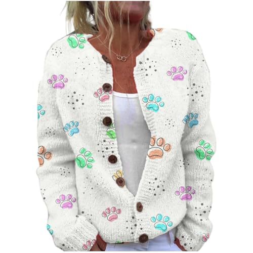 Women's Animal Boho Print Button Cardigan Sweater