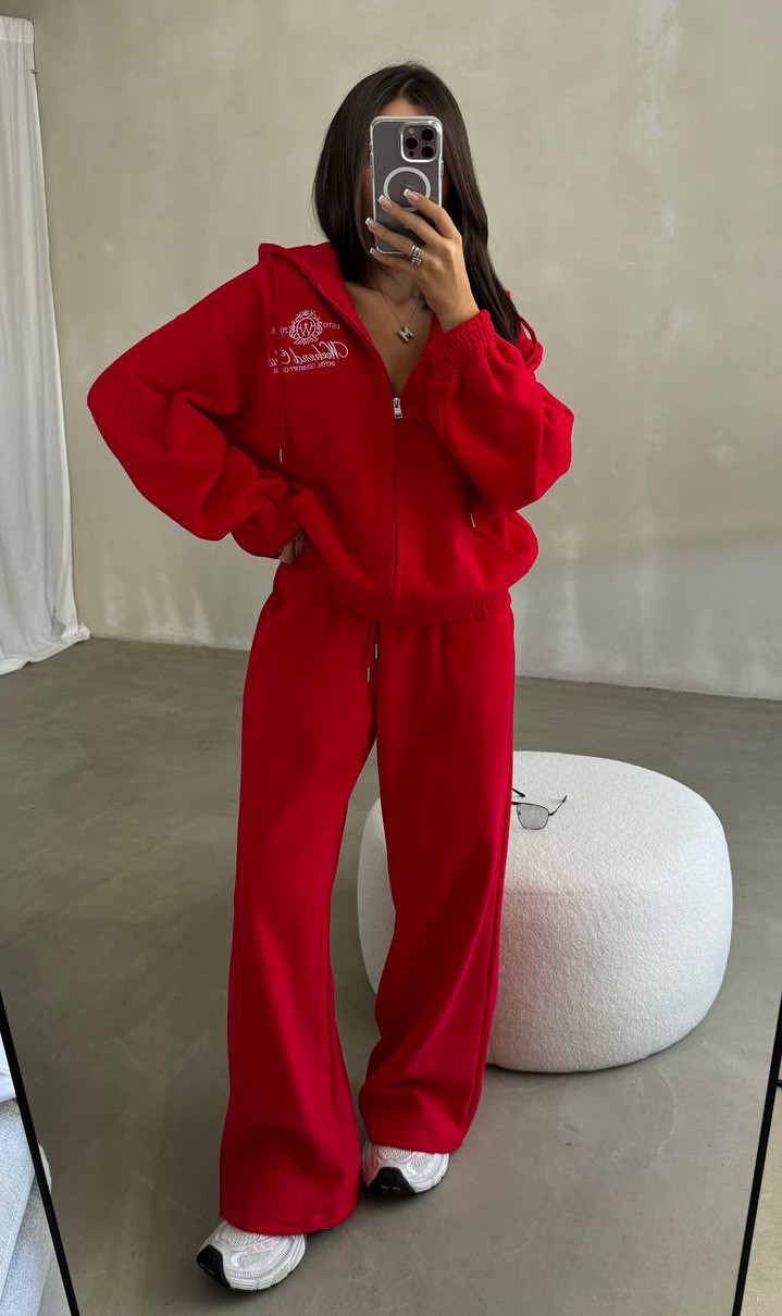 Women's Embroidered Zip-Up Hoodie and Pants Two-Piece Set