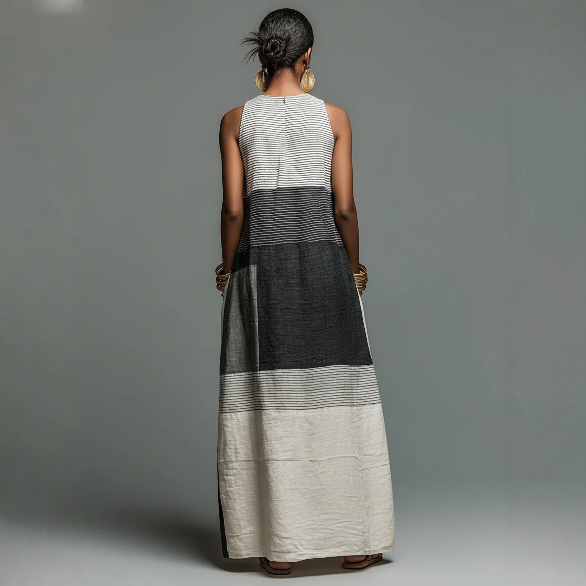 Women's Color-Block Sleeveless Long Dress