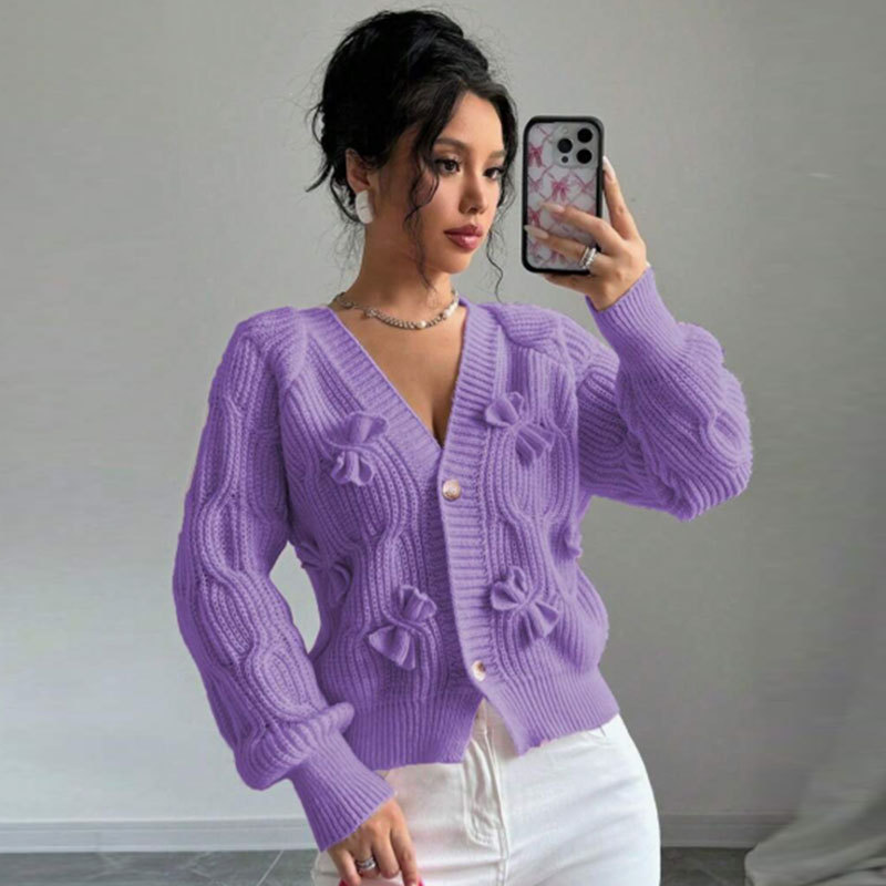 Women's Bow Knit Cardigan Sweater Coat