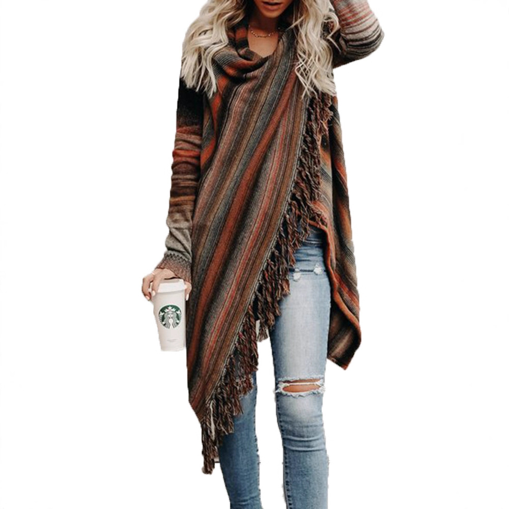 Hip-Hop Streetwear Scarf-Neck Loose Knit Sweater for Women