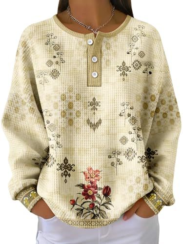 Women's Floral Branch Print Button Sweatshirt