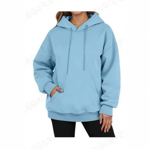 Plus Size Fleece-Lined Pullover Hoodie Unisex Drop Shoulder Solid Color
