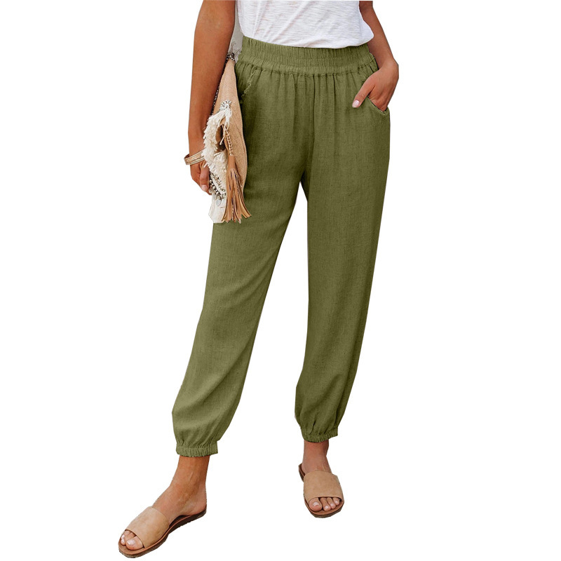 Women's Loose Fit Cropped Jogger Pants with Pockets Mid Rise