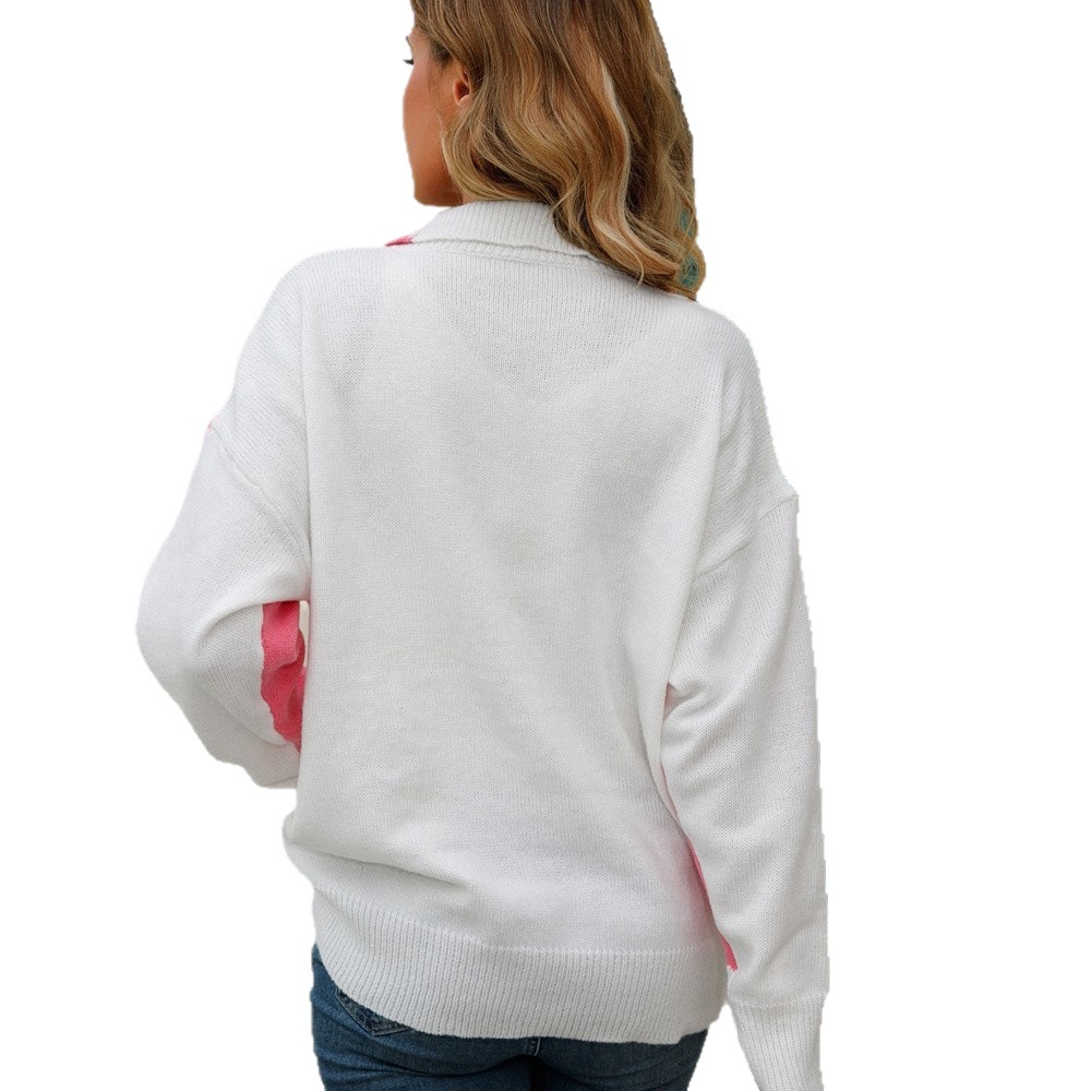Plus Size Women's Colorblock Quarter-Zip Knit Sweatshirt with Collar