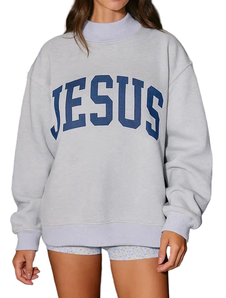 Women's Letter Print Crewneck Long Sleeve Loose Fit Sweatshirt