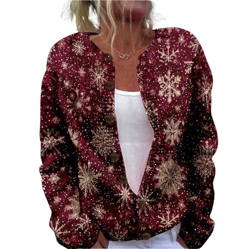 Women's Forest Leaf Print Button Cardigan Sweater