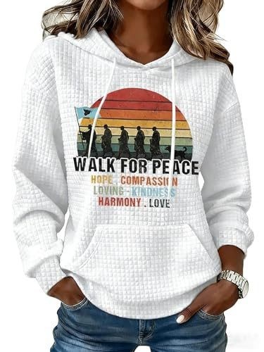 Women's Waffle Knit Peace & Light Animal Print Hoodie