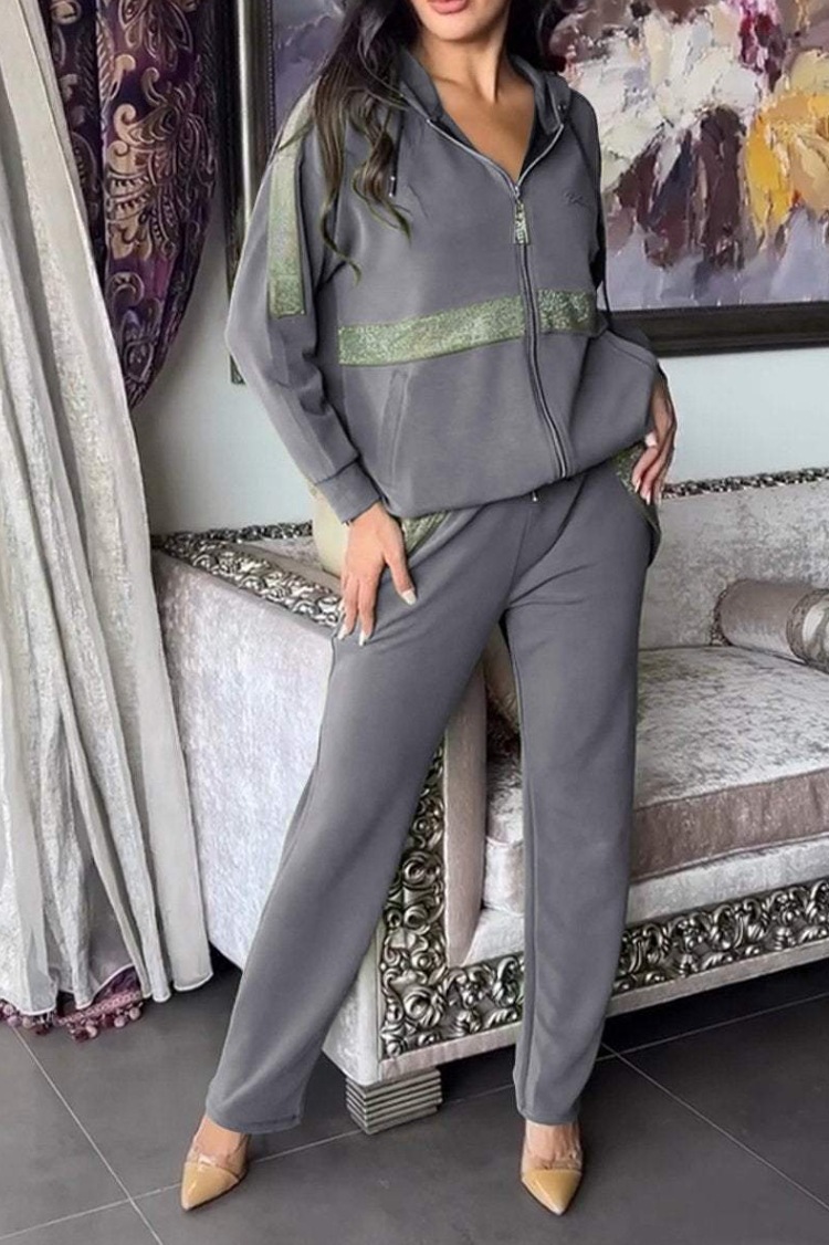 Men's Casual Long Sleeve Sweatshirt and Pants 2-Piece Set with Pockets