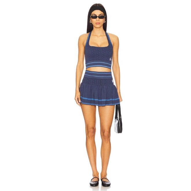 Women's Halter Vest and High-Waist Mini Skirt Two-Piece Set