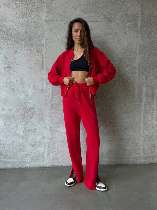 Women's Solid Color Long Sleeve Zip Cardigan and Tie Waist Jogger Two-Piece Set with Pockets