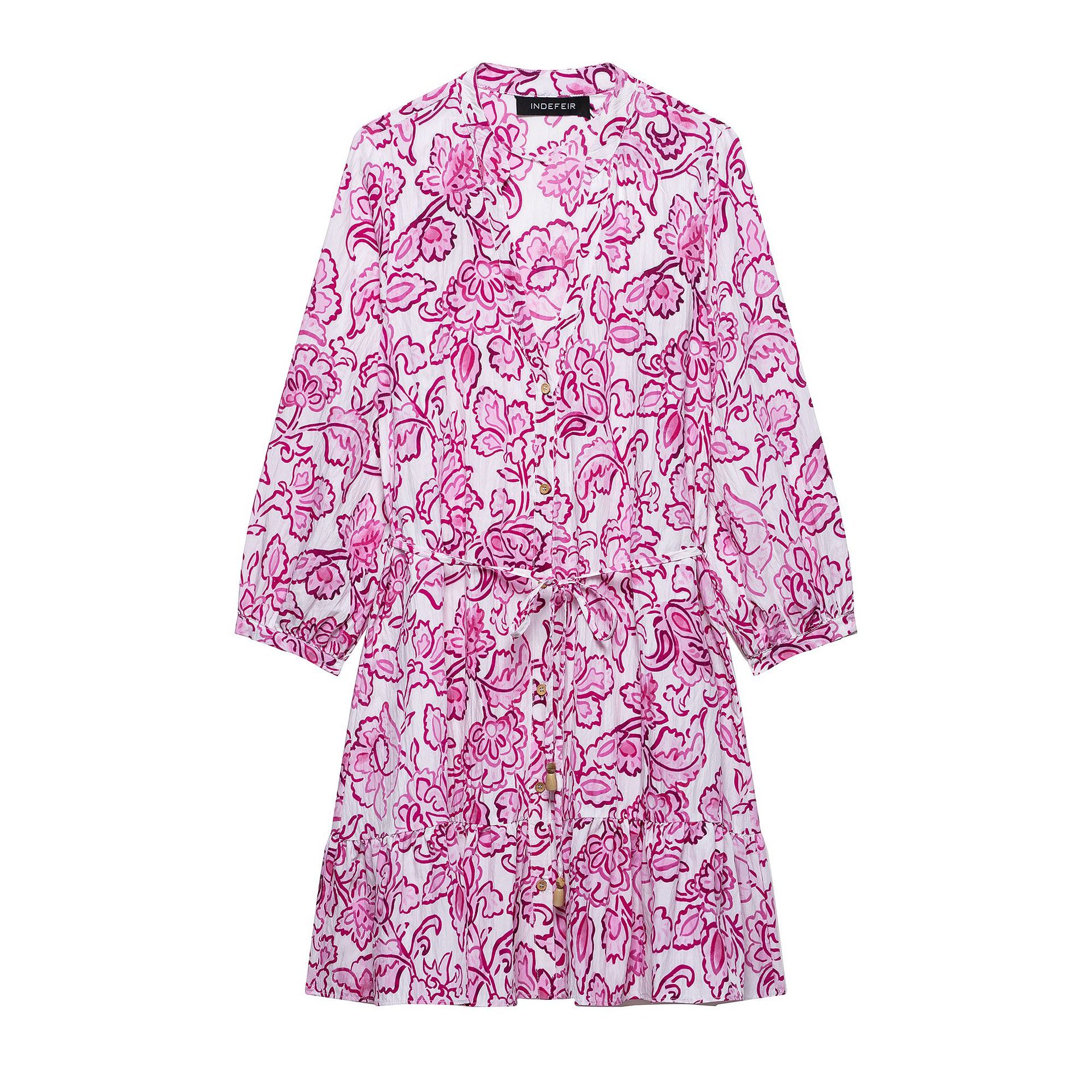 V-Neck Floral Print Tie-Waist A-Line Dress