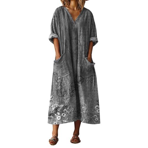 Women's V-Neck Boho A-Line Midi Dress