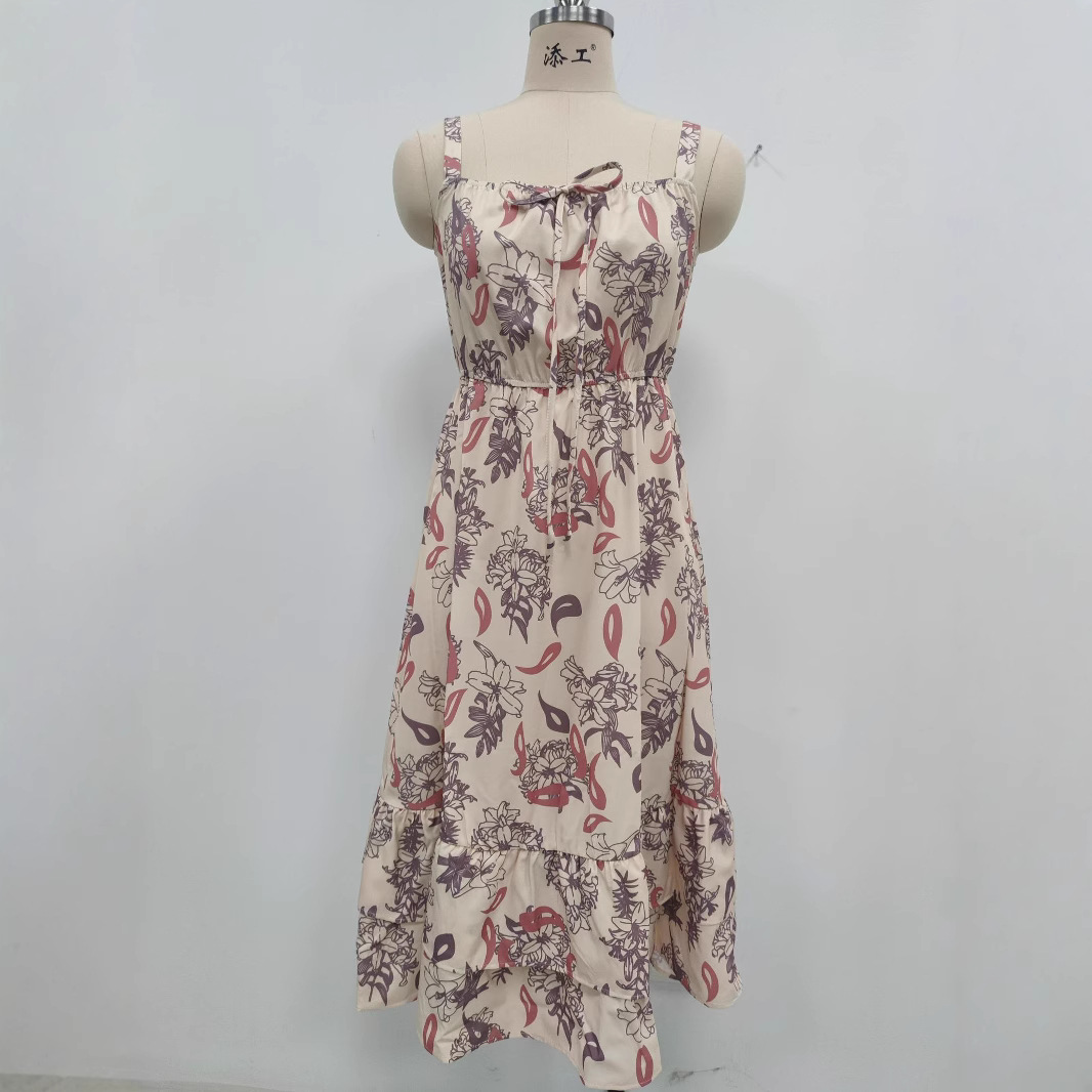 Floral Square Neck Cami Bohemian Midi Dress