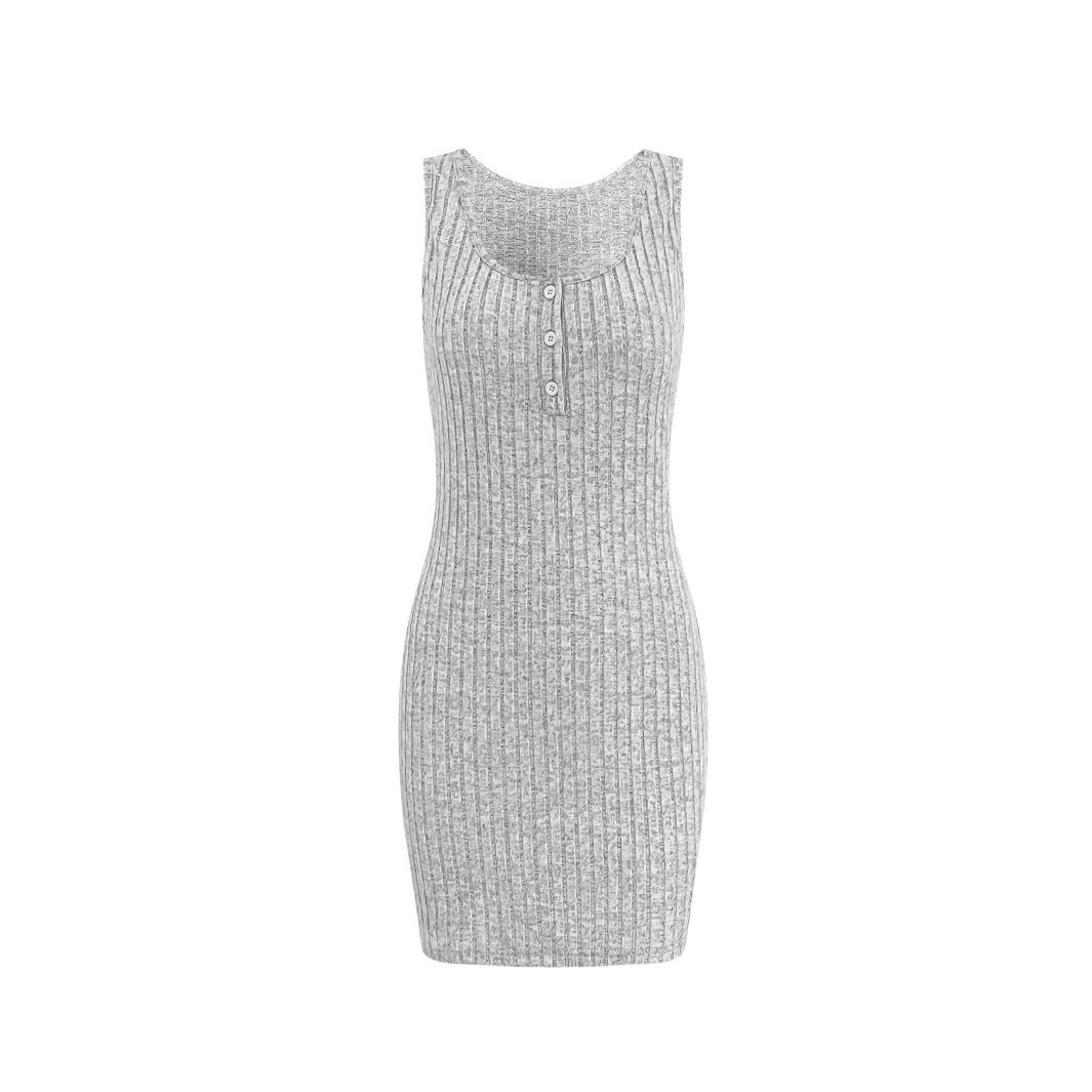 Women's Ribbed Knit Two-Piece Dress Set with Sleeveless Bodycon Cami Dress and Jacket