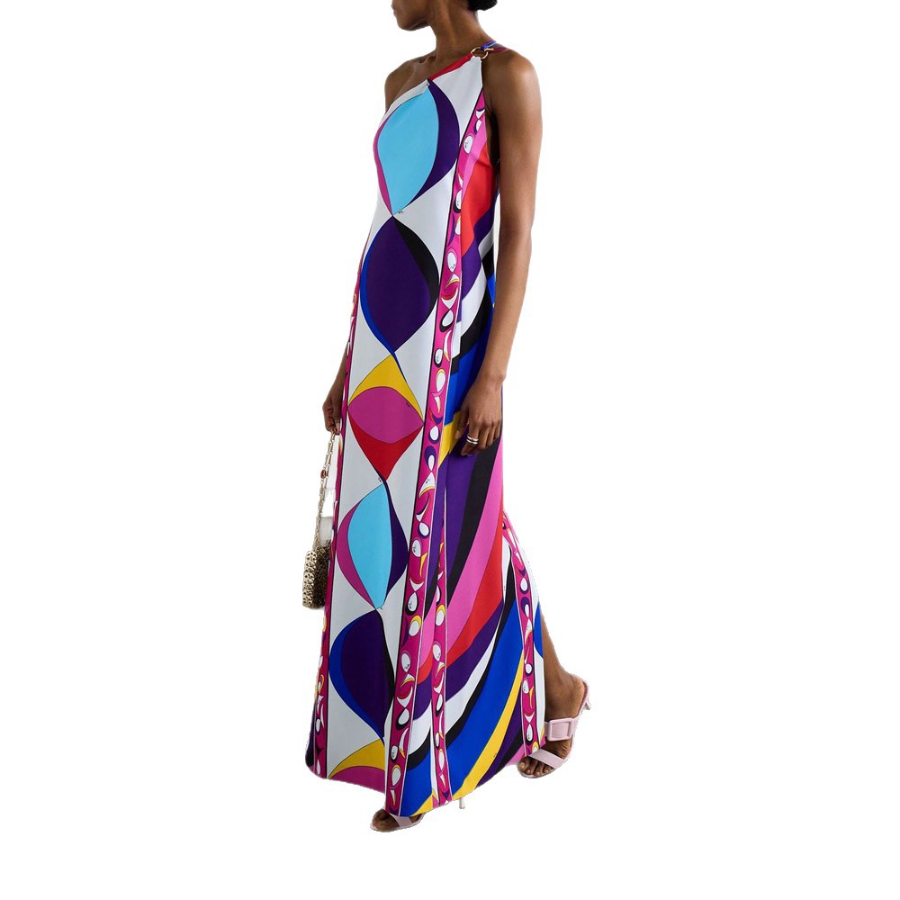 Women's Halter Neck Printed Midi Dress Casual A-Line