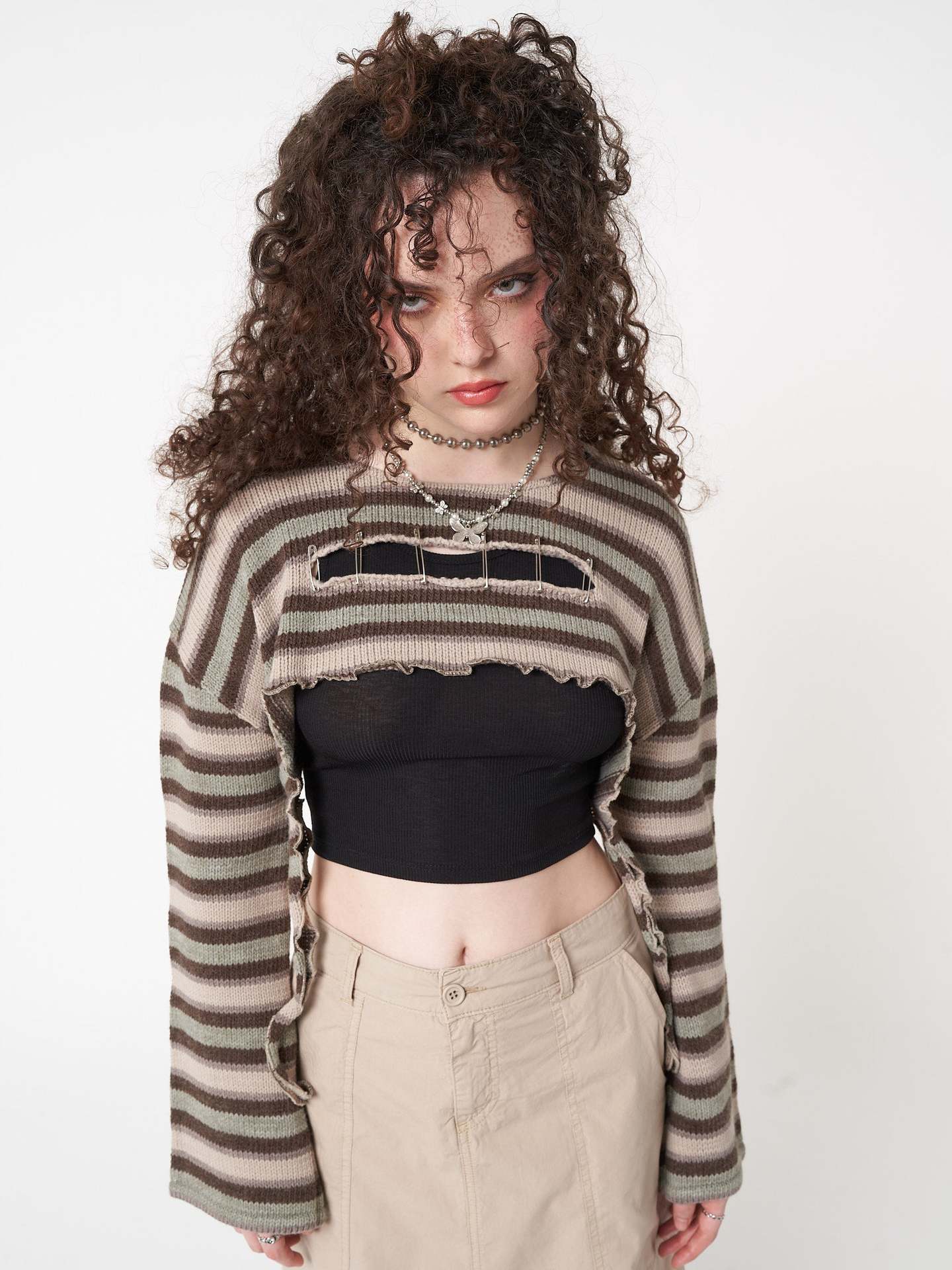 Striped Slimming Pullover Sweater for Women