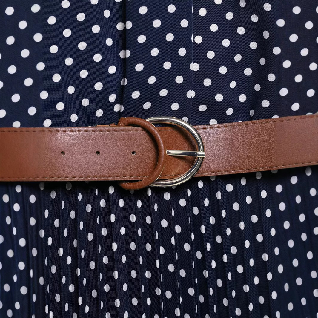 Polka Dot Halter Neck Dress with Belt