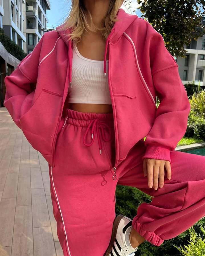 Women's Striped Hooded Cardigan and Pants Set Casual Sporty Two-Piece