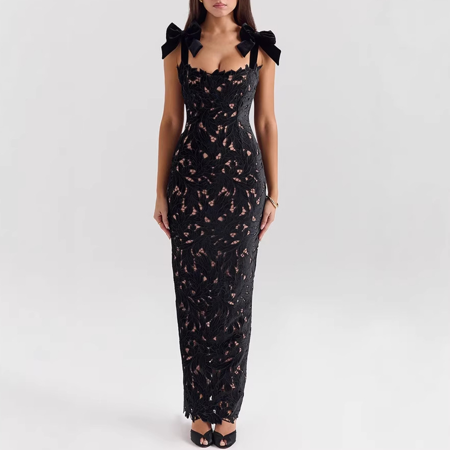 Women's Solid Cutout Bow Bodycon Dress