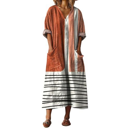 Women's V-Neck Boho A-Line Midi Dress