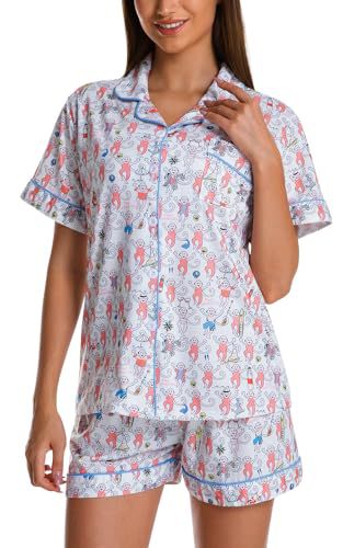 Women's Cuban Collar Polka Dot Print Short Sleeve Top Set