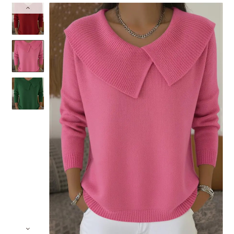 Korean Retro Collared Knit Sweater Slimming Lazy Style Pullover