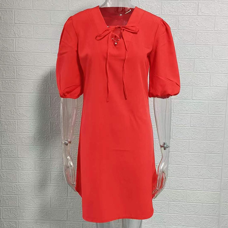 Women's V-Neck Tie Short Dress