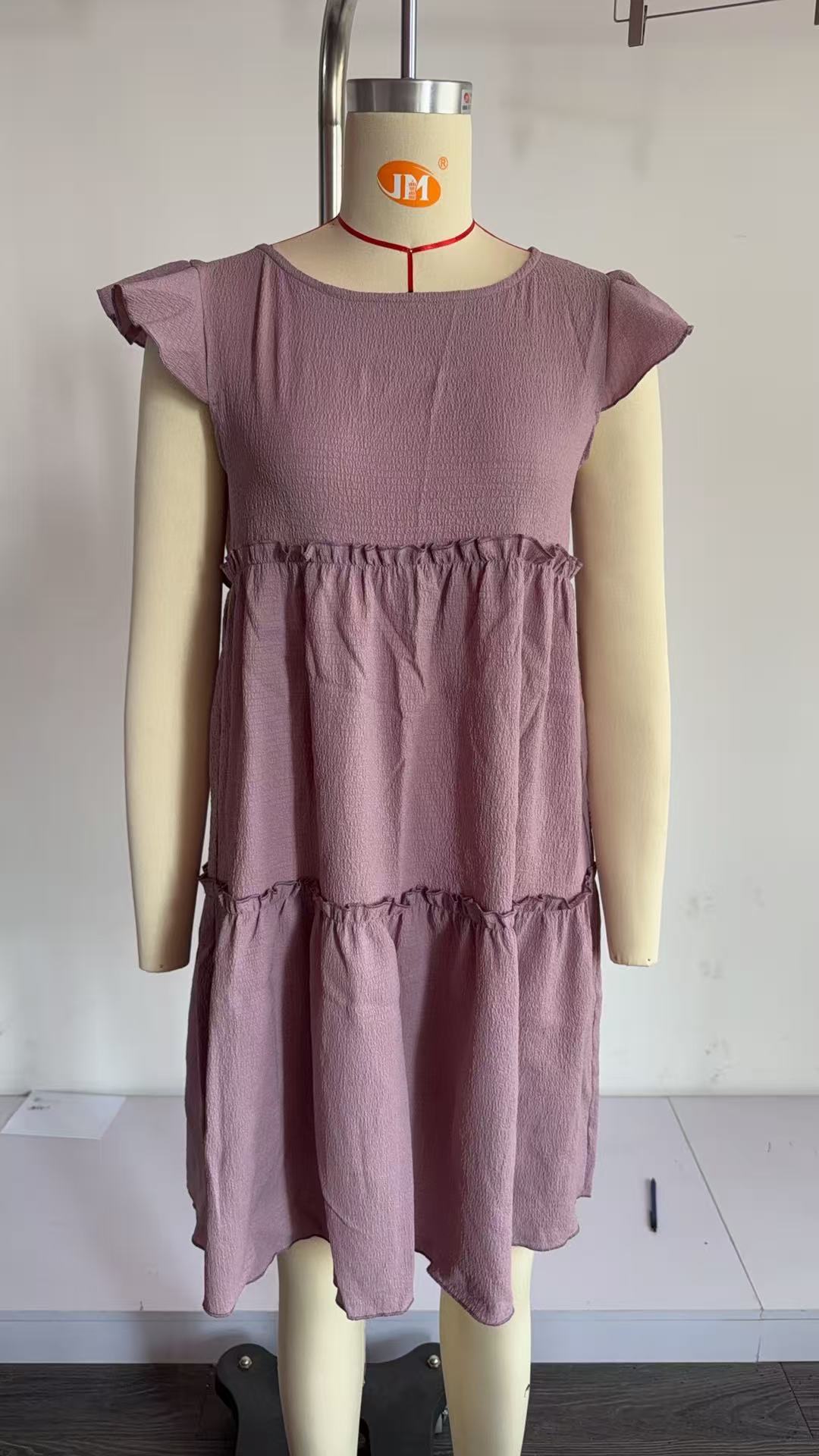 Ruffled Boho Solid Color Midi Dress