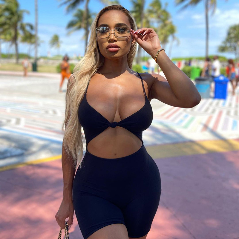 Women's Sleeveless Cutout Bodycon Romper with Butt-Lifting Fit