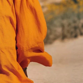 Orange Cotton-Linen Strapless Top and Pants Set