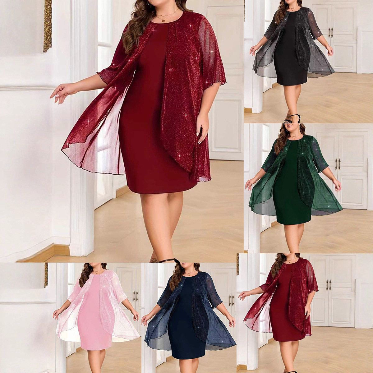 Solid Color Loose Casual Midi Dress