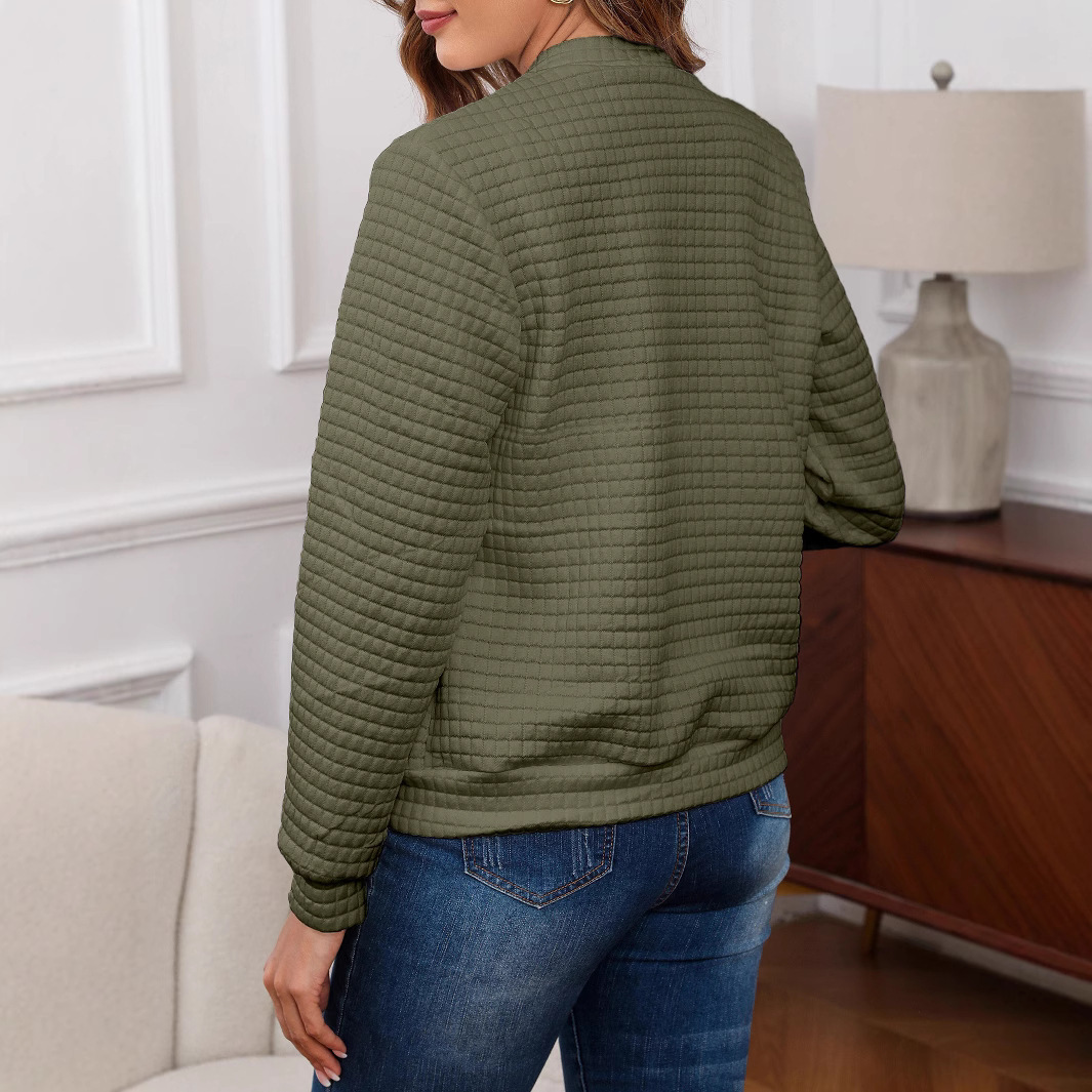Women's Solid Color Plaid Jacket