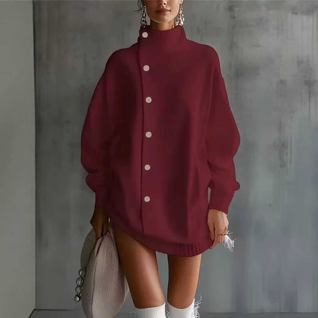 Women's Turtleneck Knit Cardigan Sweater Coat Loose Fit