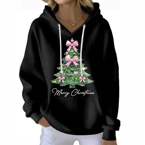 Women's Bow Christmas Tree Letter Print Hoodie