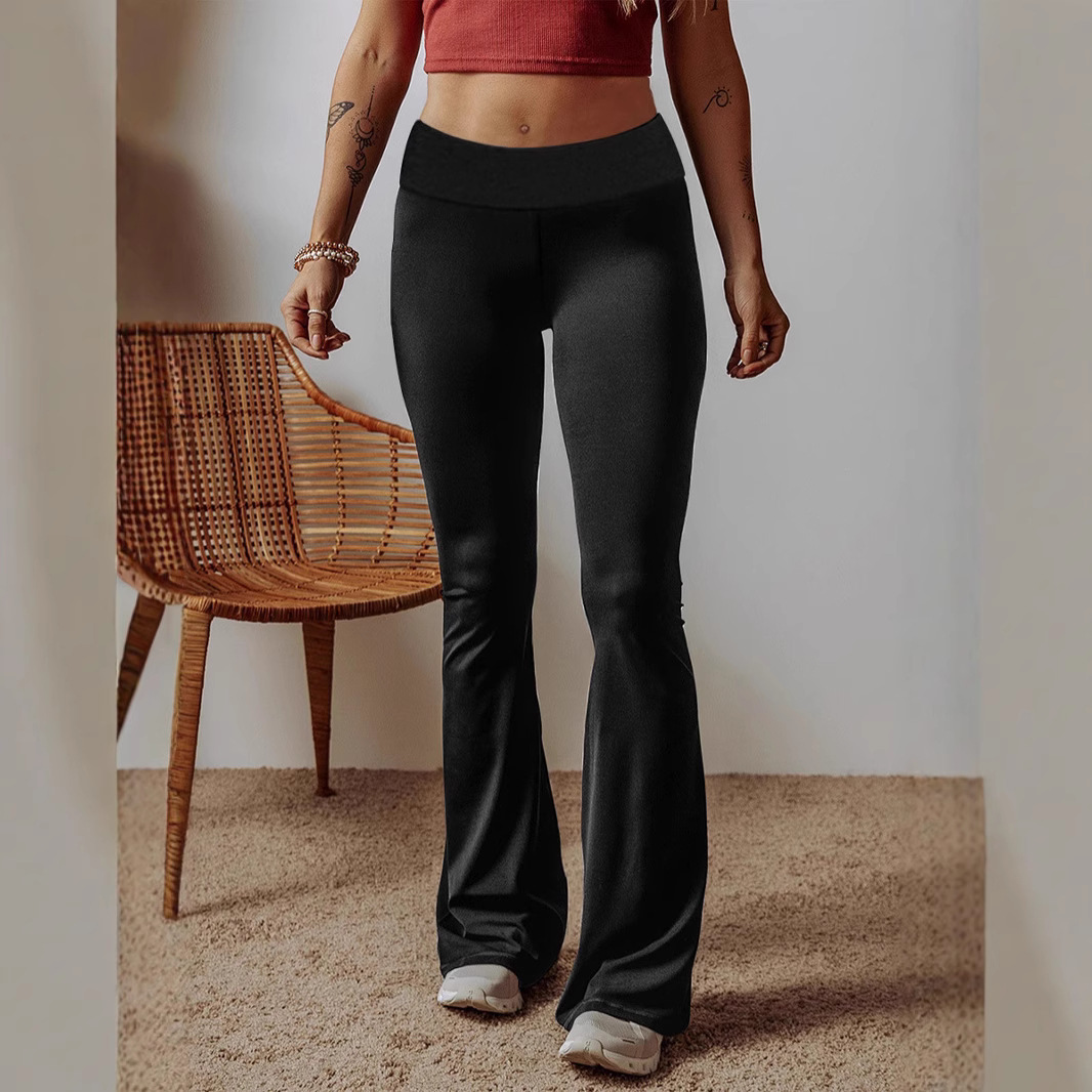 Solid Color High-Waist Skinny Pants